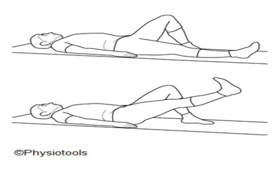 Icon person lying down knee raise exercise