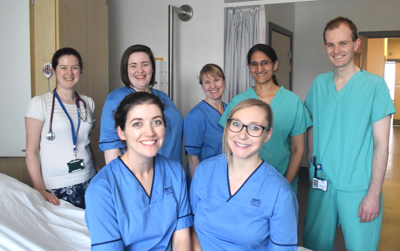 Doctors and nurses smiling