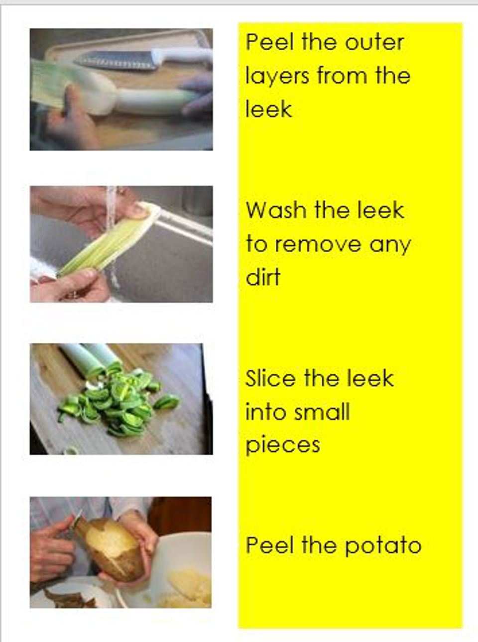 Making Leek & Potato soup steps